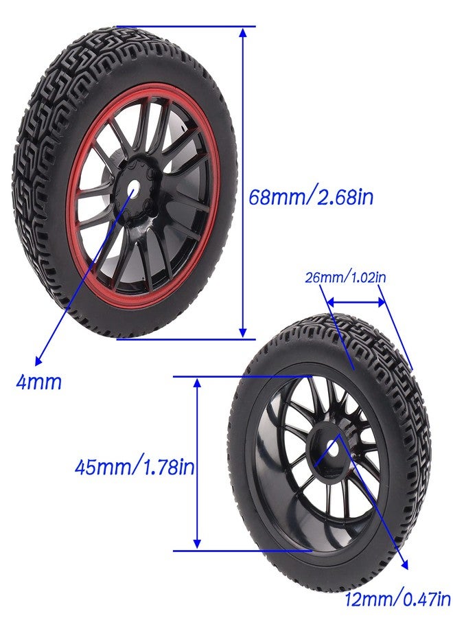 Treehobby 4PCS Treehobby OD 2.68" (68mm x 26mm) Rubber RC Wheel 12mm Hex Hub Wheels and Tires Set Compatible with 1/10 HSP HPI Redcat Himoto Kyosho Sakura RC On-Road Racing Car Touring Car Upgrade Parts - Image 3